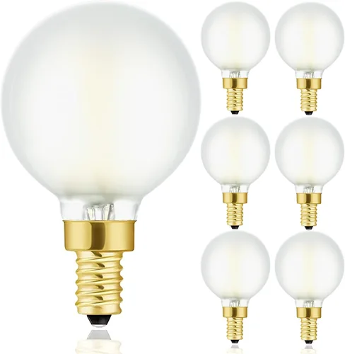 Vista 12 de Leools Bombillas LED esmeriladas E12, bombillas de candelabro regulables de 40 W, 2700 K, blanco cálido, G16.5, 4 W, E12 g50, globo vintage 4 W = 40
