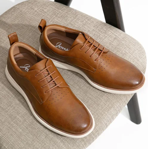 Vista 4 de Jousen Zapatos de vestir para hombre, Oxford, casuales, retro, clásicos, cómodos, formales, Derby, negocios, zapatos de vestir para hombres