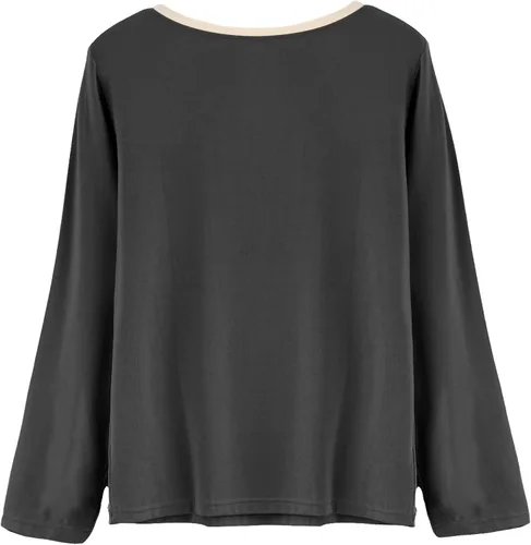 Vista 3 de Latuza, piyamas de mujer con cuello redondo, de manga larga, para juego de piyama.