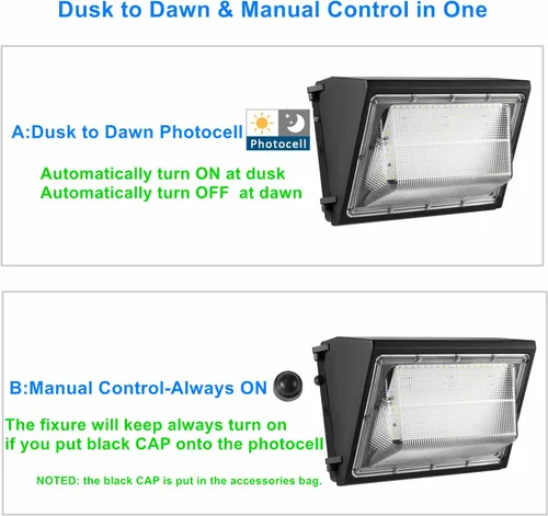 Vista 4 de Paquete de 4 lámparas LED de pared de 100 W del anochecer al amanecer, 13000LM 400-600W equivalente a HPS/HID, iluminación de seguridad al aire