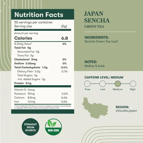 Vista 2 de LUXMI Estates - Té verde Sencha japonés - 50g (25 tazas) Té auténtico Sencha japonés de First Leaves Té premium suave, rico y refrescante