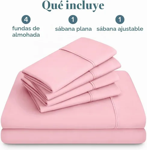Vista 8 de Bare Home Juego de sábanas 1800 ultra suaves con 4 fundas de almohada 24 - rosa claro