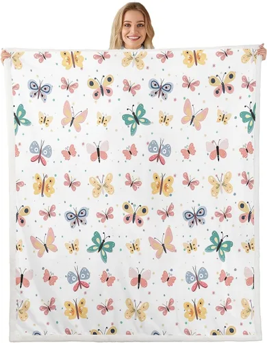 Vista 19 de Manta de perro salchicha de dibujos animados, bonita manta de felpa para decoración de sala de estar, flores de jardín en acuarela, sofá, cama