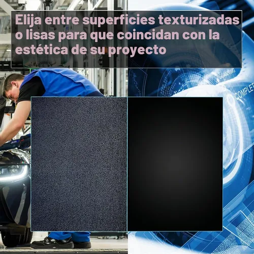Vista 4 de Lámina de plástico ABS de 1/4 de pulgada de grosor de 8" x 12" (paquete de 2), panel rígido moldeable negro con diferentes superficies