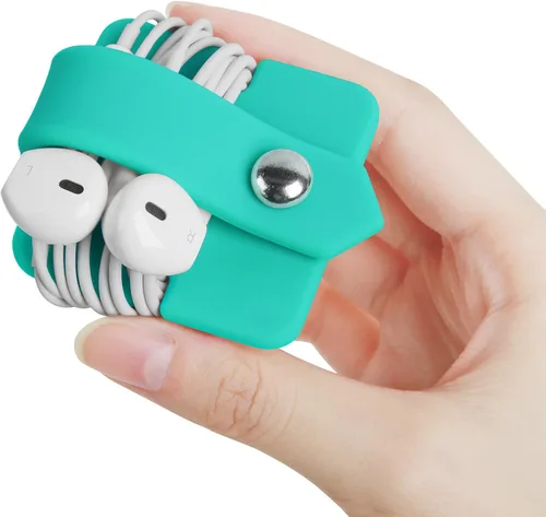 Vista 13 de Organizador de auriculares de silicona para auriculares, enrollador de cables para auriculares, organizador de cable de envoltura, enrollador