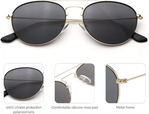 Vista 6 de Womens Sunglasses Polarized UV Protection Mirrored Round Circle Mens Womans Sun Glasses