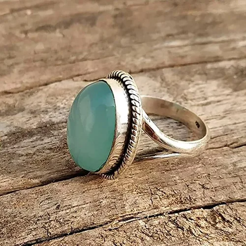 Vista 5 de Anillo de cristal con patrón vintage de jade para propuesta de cumpleaños, novia, anillo de fiesta de compromiso (verde menta, 9)