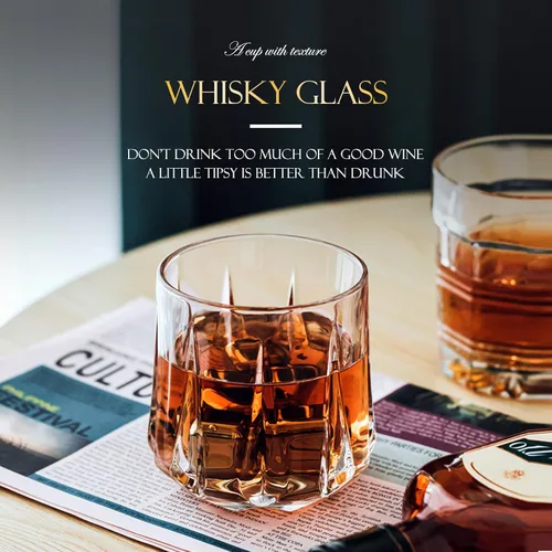 Vista 2 de Old Fashioned - Juego de vasos de whisky de cristal de 6 a 12 onzas, vasos de whisky de lujo para beber bourbon, whisky escocés, cócteles, coñac