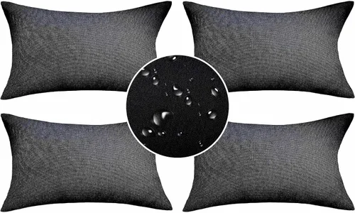 Vista 14 de Demetex Fundas de almohada de exterior impermeables de 16 x 16 pulgadas, fundas de almohada decorativas de lino para sala de estar, balcón y jardín