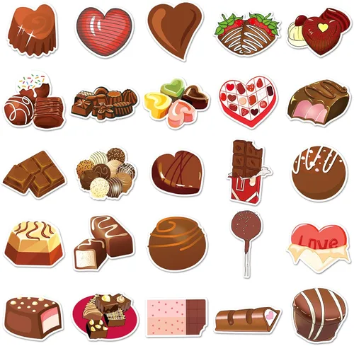Vista 2 de Calcomanías temáticas de chocolate para adolescentes, adultos, amantes de los postres, entusiastas de los aperitivos, vinilo impermeable