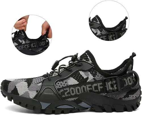 Vista 6 de TANGYUGEN Zapatos de agua para hombres y mujeres, zapatos de senderismo al aire libre, secado rápido, zapatos de playa para viajes, senderismo