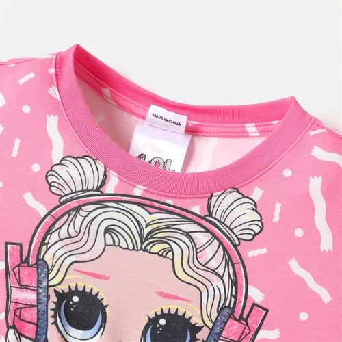 Vista 3 de L.O.L. Surprise! Vestido de niña con estampado de personajes entrecruzados recortados en la cintura vestido de manga corta