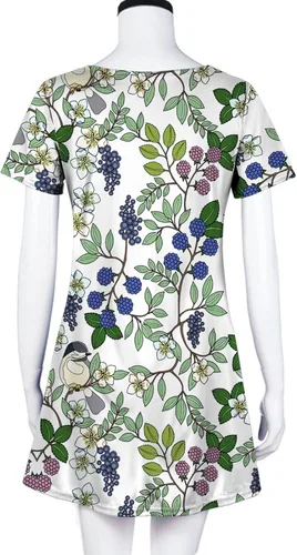 Vista 7 de Vestido casual suelto para mujer, cómodo vestido floral de manga corta, vestido de verano, vestido midi para playa, vestido de rodilla