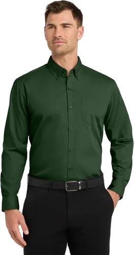 Vista 13 de Port Authority Camisa de popelina sin preocupaciones de manga larga Negro profundo