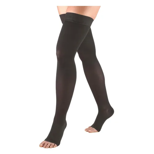Vista 17 de Truform - Medias de compresión 20-30 mmHg para hombres y mujeres, longitud hasta el muslo, parte superior con lunares, punta abierta, color beige