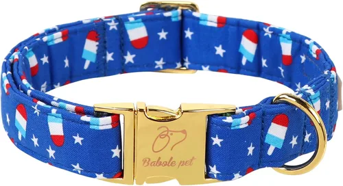Vista 81 de Collar para perros del 4 de julio, collares patrióticos azules para cachorros y perros pequeños, ligero y ajustable 1776 collares para cachorros