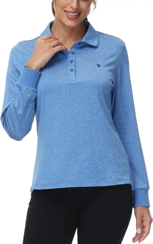 Vista 4 de Rdruko Polo de manga larga para mujer, camisetas deportivas casuales