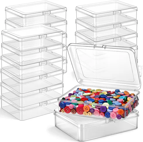Vista 40 de 6 piezas de mini contenedores de almacenamiento de cuentas de plástico transparente para recolectar artículos pequeños, cuentas, joyas, tarjetas