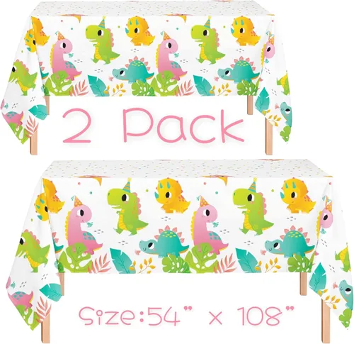 Vista 3 de Oojami Suministros de fiesta de dinosaurios para 24 - Juego de decoraciones de cumpleaños para niñas