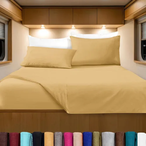 Vista 99 de Elegant Comfort Lujoso juego de sábanas de microfibra de alta calidad 1500 hoteleras bordadas de tres líneas más suaves de 4 piezas, resistente a