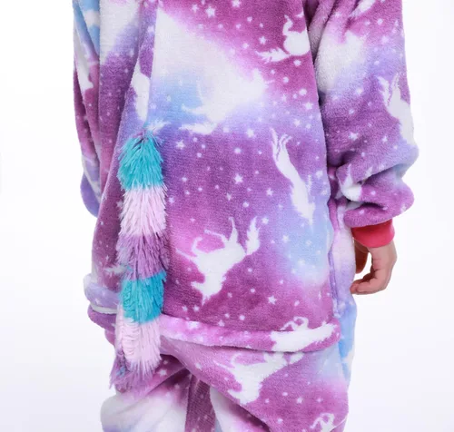 Vista 4 de Zorxu Disfraz de unicornio para niñas, disfraz de animal para Halloween, cosplay, unisex, regalos de Navidad para niños, caballo violeta, 10-12 años