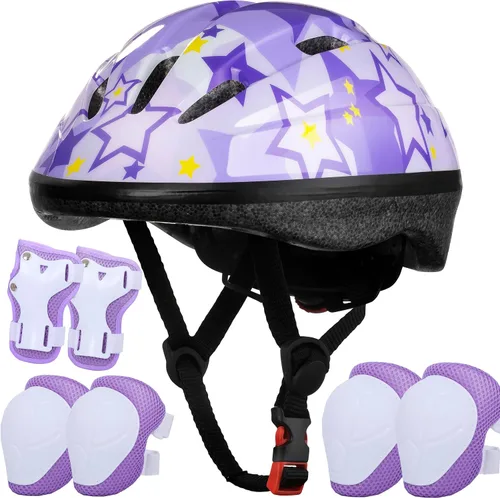 Vista 9 de Lamsion - Casco para niños ajustable para niños de 3 a 8 años, niños y niñas, casco para niños pequeños con juego de equipo deportivo de protección