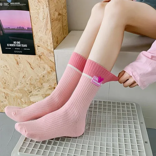 Vista 3 de GRUTZ 46 pares de calcetines de color caramelo para mujer, calcetines de contraste jacquard de punto lindo