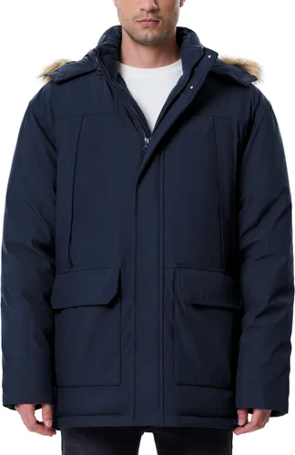 Vista 8 de Abrigos de invierno para hombre, chaquetas de invierno, impermeables, gruesas, cálidas, aisladas, parka, larga, con capucha