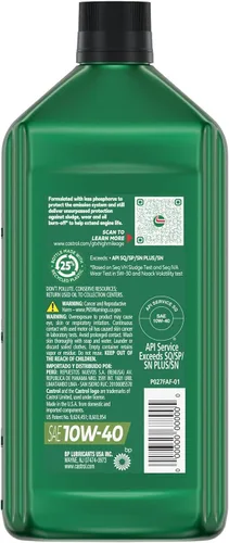 Vista 4 de Castrol GTX High Mileage 10W-40 - Aceite sintético para motor, 1 cuarto de galón, paquete de 6