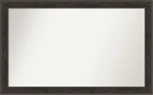 Vista 97 de Amanti Art Espejo de baño marrón para sobre el fregadero, 24 x 24 pulgadas, espejo de tocador cuadrado marrón Caleb, marco de madera rústica