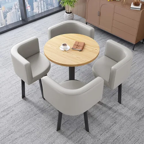 Vista 9 de YVYKFZD Office Reception Room Club Table, Simple Coffee Kitchen Dining Table Set, Round Conference Table, Small Conference Room Tables and Chairs