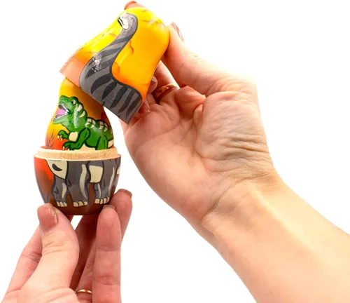 Vista 6 de AEVVV Juego de 5 muñecas anidables de dinosaurio, muñeca Matryoshka con figuras de dinosaurios - Dinosaurio de madera - Decoración de habitación