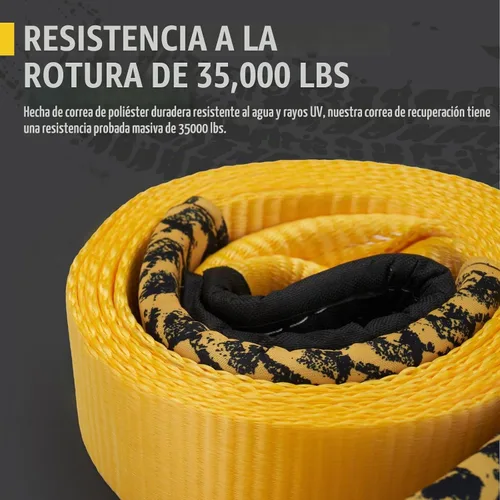 Vista 5 de BUNKER INDUST Correa de Remolque de Servicio Pesado, Correa de Cabrestante Tree Saver de 3 pulgadas x 10 pies, Correas de Recuperación de 35,000