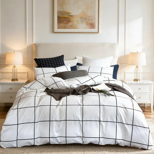 Vista 46 de CLOTHKNOW juego de edredón blanco de tamaño queen con volantes, ropa de cama de estilo granja, juegos de edredón shabby chic para todas las Volantes