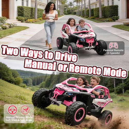 Vista 3 de 24V CAN-AM Maverick X3 con licencia de 2 plazas para niños UTV Rosa