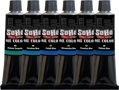 Vista 8 de Soho Urban Artist Juego de tubos de pintura al óleo de 24 a 0.4 fl oz, aceites de triple fresado con linaza refinada, aplicación suave, mezclas