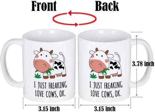 Vista 3 de Taza de café de cerámica con estampado de vaca Kawaii para mujeres, mamá o hija