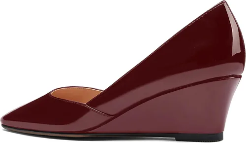 Vista 7 de MODENCOCO Zapatos de tacón bajo con cuña de tacón bajo para mujer, con puntera cuadrada, 2 pulgadas