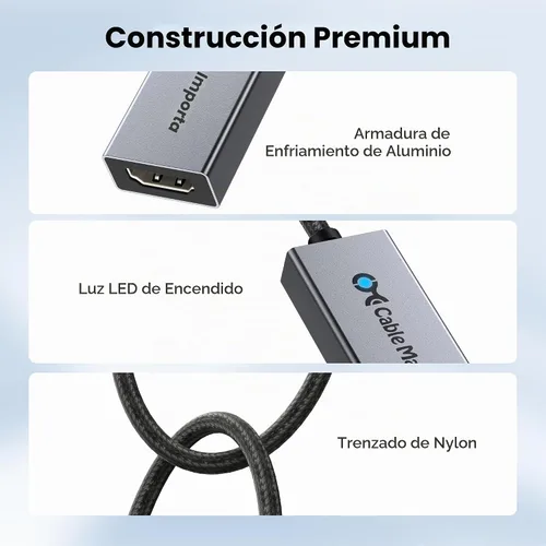 Vista 6 de Cable Matters Adaptador unidireccional USB C a HDMI 2.1 de 48Gbps