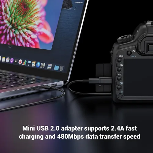 Vista 3 de Paquete de 2 mini adaptadores USB y 3 adaptadores micro USB, conector compatible con carga y sincronización de datos para receptor GPS/cámara