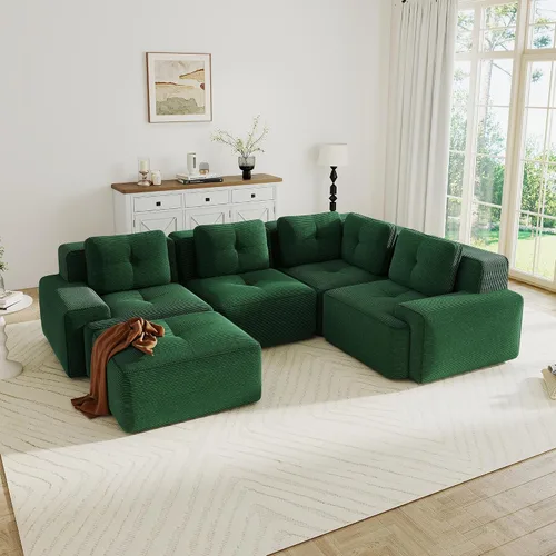 Vista 79 de Sofás modulares sin hueso de 152.8 pulgadas para sala de estar, sofá modular con diván en forma de L, cómodo asiento profundo tapizado de tela