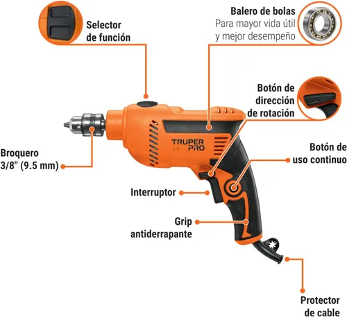 Vista 3 de Rotomartillo 3/8, profesional, 550 W