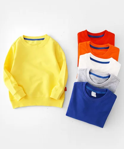 Vista 6 de GFQLONG Paquete de 2 sudaderas de algodón con cuello redondo para niños pequeños, camisetas de manga larga para bebé
