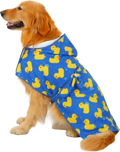 Vista 13 de HDE Bata de baño para perro, súper absorbente, de secado rápido, para cachorros, ajustable, con capucha, para perros tallas S-XXL con patos de goma