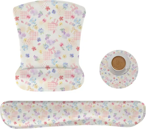 Vista 10 de Juego de alfombrillas ergonómicas de espuma viscoelástica para teclado y mouse con soporte para reposamuñecas, cojín antideslizante para la muñeca