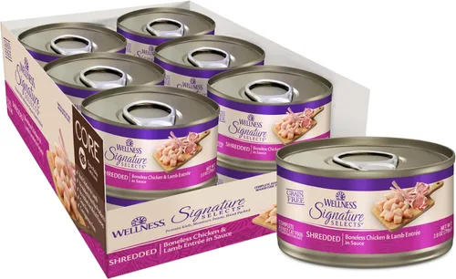 Vista 17 de Wellness CORE Signature Selects - Alimento húmedo enlatado grueso para gatos adultos, natural, rico en proteínas, sin granos, receta de carne de res
