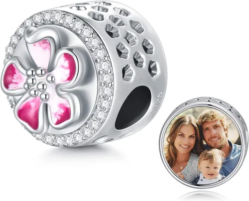 Vista 23 de LONAGO Abalorio personalizado con foto de plata de ley 925 con diseño de hueso de perro para pulsera