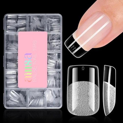 Vista 9 de AILLSA Puntas de uñas de gel suaves en forma de almendra media 450pcs