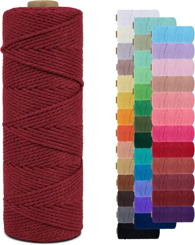 Vista 59 de Cordón de macramé de 0.079 pulgadas, cuerda de algodón natural de 109 yardas, hilo de cuerda de macramé para manualidades, ganchos de pared