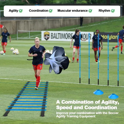 Vista 7 de Juego de 24 piezas de equipo de entrenamiento de agilidad de fútbol, bastones de agilidad, escalera, más para un montaje rápido y fácil